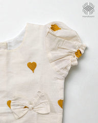 Onam Special Golden Heart Kerala Traditional Skirt Set for Girls