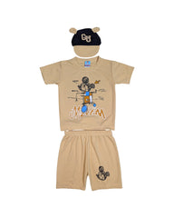 Micky mouse Cartoon Print T-Shirt & Shorts Set with Cap for Boys