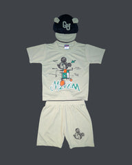 Micky mouse Cartoon Print T-Shirt & Shorts Set with Cap for Boys