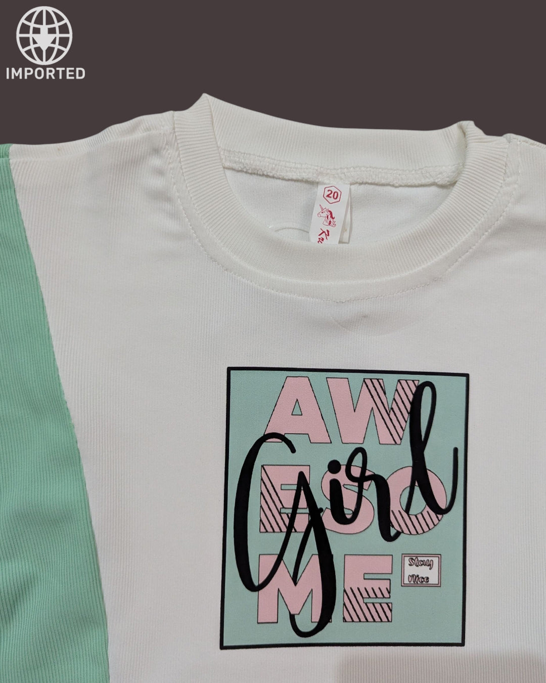 Imported "AW Girl" Cropped T-Shirt