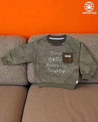 Imported Kids' Fashion Set(Olive Green Winter Sweatshirt and Black pant): Colorful, Comfortable, and Trendy!