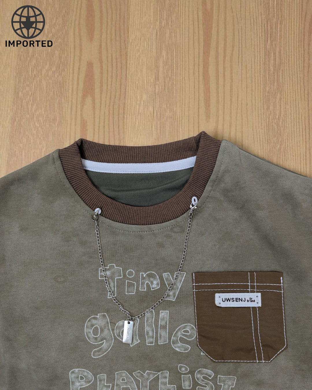 Imported Kids' Fashion Set(Olive Green Winter Sweatshirt and Black pant): Colorful, Comfortable, and Trendy!